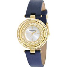 BCBGMAXAZRIA Leather Collection Silver-Tone Dial Women's Watch