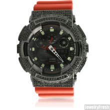 Black and Red Iced Out Bezel Casio G-Shock GA-100