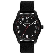 Black Bezel/Black Canvas Strap Men's Watch By Bulova By Bulova