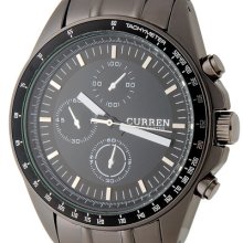 Black Curren Round Dial Analog Casual Men's Watch With Tungsten Steel Strap