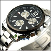 Black/white Sinboi Men's/women's Quartz Fashion Stainless Steel Wrist Watch