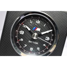 BMW M Power Sports Car Desk Clock Wallclock 8.5 inch Leather Frame Quartz Watch