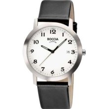 Boccia Men's Titanium Leather Strap Watch B3544-01