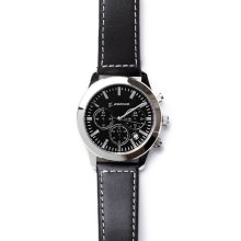 Boeing Dial Chronograph Watch with Leather Band - Black