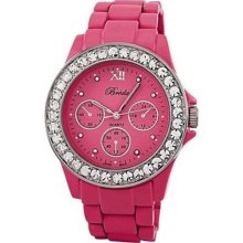 Breda Women's Sawyer Rhinestone Watch in Hot Pink