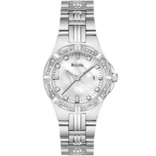 Bulova 96r136 Diamond Watch Stainless Steel Womens Wristwatch