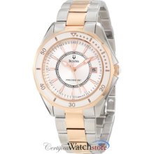 Bulova 98m113 Watch Winterpark Ladies Silver Dial Quartz Two Tone