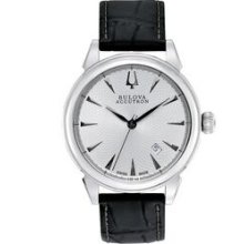 Bulova Accutron Men`s Strap Gemini Watch W/ Silver-white Dial