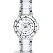 Bulova Amboise Ceramic Diamond Dial Ladies Watch 98p124