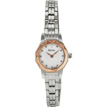 Bulova Diamond Faceted Stainless Steel Ladies Watch 96P130