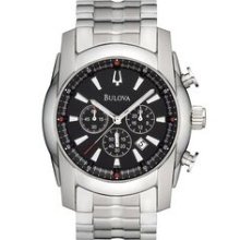 Bulova Men`s Multi Function Black Dial Stainless Steel Bracelet Watch