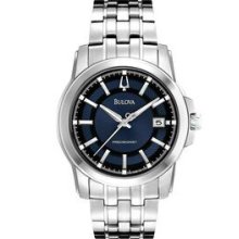 Bulova Men`s Precisionist Watch With Blue Patterned Dial