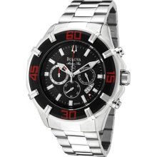 Bulova Men's Marine Star Chronograph Black Textured Dial Stainles ...