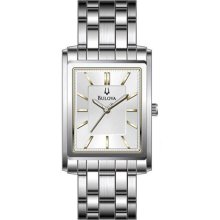 Bulova Men's stainless steel bracelet. Silver white dial. Water resistant to 30 meters