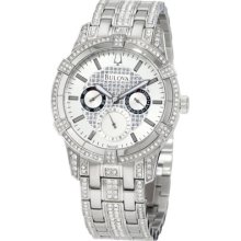 Bulova Men's Swarovski Crystal Multi Function Steel Watch 96c109