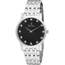 Bulova Watches Men's Black Dial Stainless Steel Stainless Steel Black