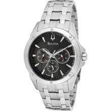 Bulova Watches Men's Chronograph Black Dial Stainless Steel Stainless