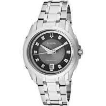 Bulova Watches Men's Longwood Diamond Black Dial Stainless Steel Stai