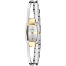 Bulova Watches Women's Silver Dial Stainless Steel Semi-Bangle Stainle