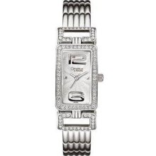 Caravelle By Bulova 43l005 Stainless Patterned Dial Crystal Bezel Watch Freegift