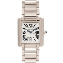 Cartier Tank Francaise 18k White Gold Men's Automatic Watch W50011S3