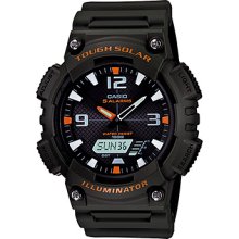 Casio Classic Black & Orange Face/ Green Band