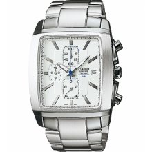 Casio Ef509d-7a Square Big Case Solid Stainless Steel Chronograph 3subdial