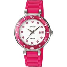 Casio Women's Core LTP1329-4EV Pink Resin Quartz Watch with White ...