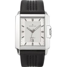 Certus Paris Men's Silver Dial Leather Date Watch ...