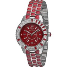 Christian Dior Watches Women's Christal Red Dial Red Stainless Steel w