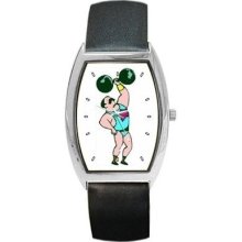 Circus Strongman Muscle Man Weight Lifter Art Wrist Watch