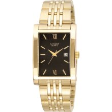 Citizen BH1372-56E Men's Quartz Rectangular Black Dial Gold Tone Stain