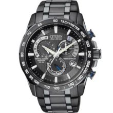 Citizen Black Eco-Drive Black Ion Plated World Perpetual Chrono AT