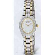 Citizen Eco Drive 2-tone Ladies` Diamond Watch With 14 Diamonds