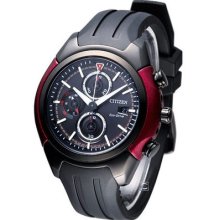 Citizen Eco-drive Chronograph Watch Black Red Ca0287-05e