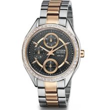 Citizen Lady Eco Drive Crystal Rose Gold Two-tone Stainless Watch Fd1066-59h