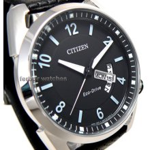 Citizen Men Eco Drive Leather Band Day Date 100m Aw0010-01e