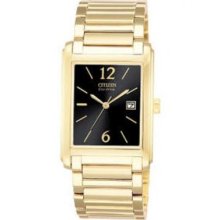 Citizen Men's BW0172-53E Eco-Drive Dress 180 Gold Tone Black Dial