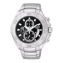 Citizen Men's Chronograph AN3400-58E Silver Stainless-Steel Quartz Watch with Black Dial