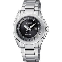 Citizen Unisex Eco-Drive EW1511-52H Silver Stainless-Steel Quartz Watch with Black Dial