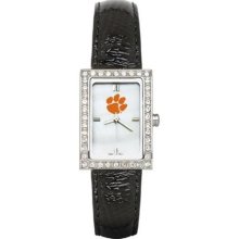 Clemson Tigers Allure Ladies Watch With Black Leader Strap