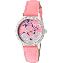 Croton Watches Women's Tropics Flowers and Clouds Leather Strap Flower