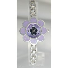 Curfew Ladies Silver Tone Flower Pedal Purple Watch