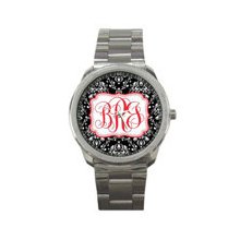 Damask Personalized Boyfriend Watch - Personalized Watch - Ladies Watch - Stainless Steel Watch - Personalized - Watch