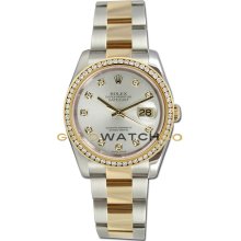 Datejust 116233 Steel Gold Oyster Silver Diamond Dial & Bezel