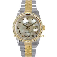 Datejust 16233 Steel & Gold Jubilee Band MOP Roman Dial & Bezel