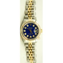 Datejust 69173 Steel Gold Jubilee Band Blue Diamond Dial & Bezel