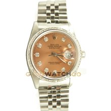 Datejust Steel 16200 Jubilee Band Salmon Diamond Dial & Bezel