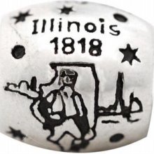 De Buman Sterling Silver Us 50 State Illinois Bead