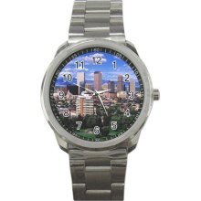 Denver Colorado Skyline Daytime Watch Men's Sports Metal Stainless St